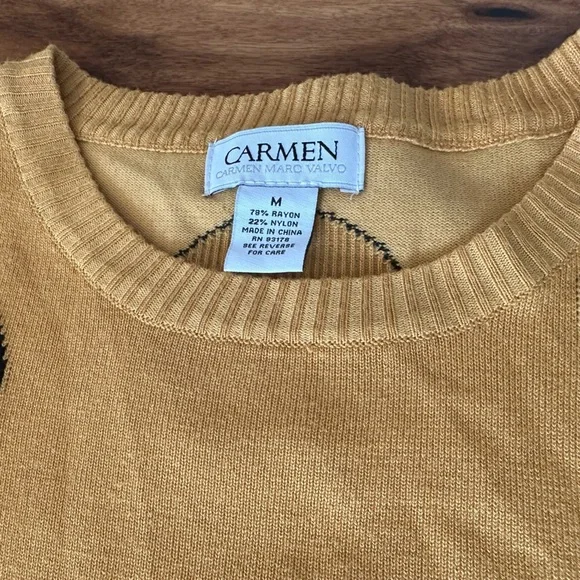 Carmen Chic Mustard Polka Dot Sweater size Medium - Picture 3 of 3